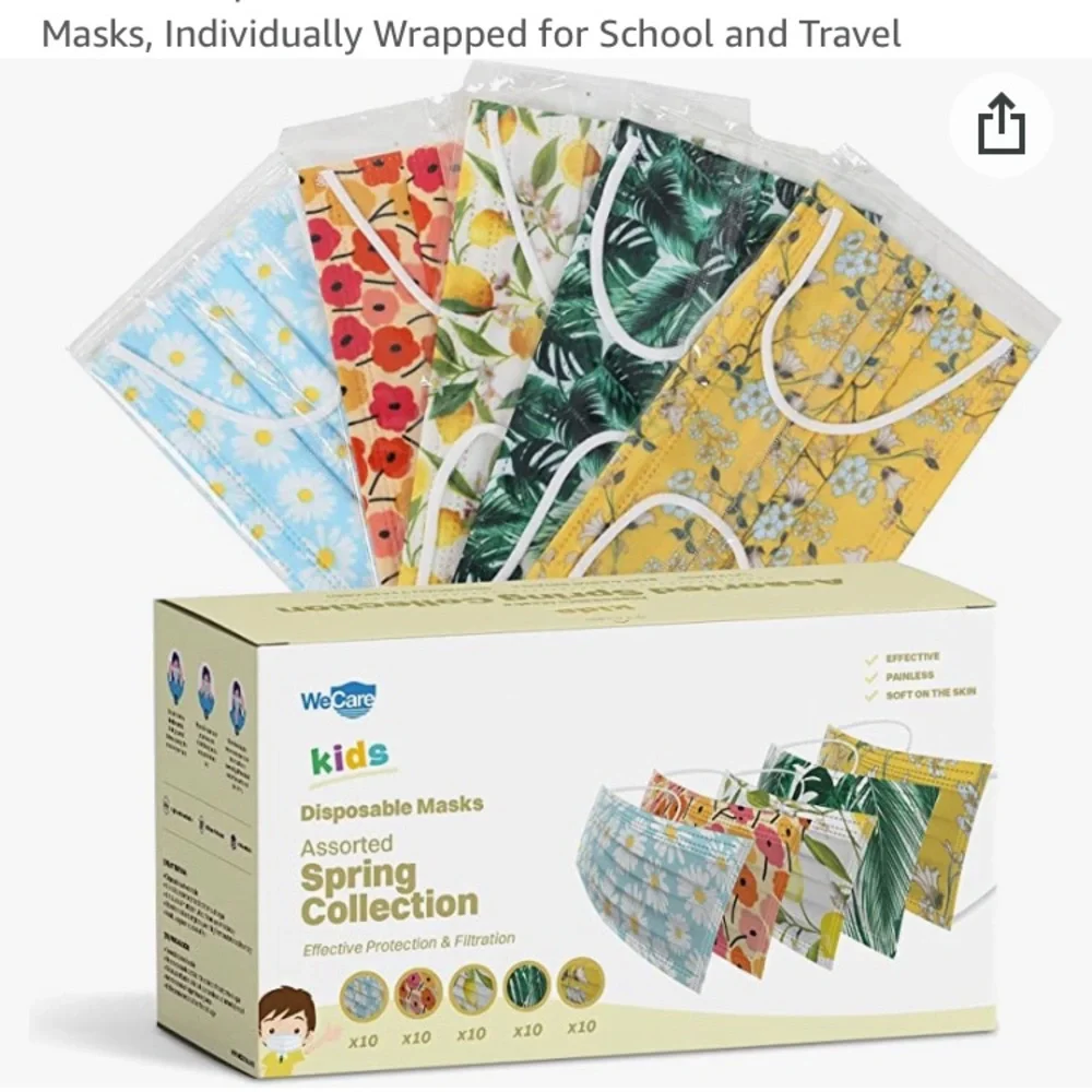 NWT WeCare 99 individually wrapped kids disposable masks